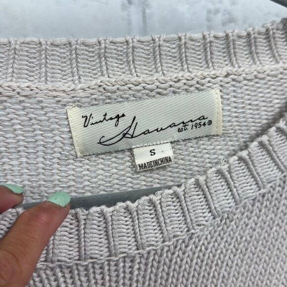 Vintage Havana - Sweater Cream and Blue Crew Neck Sweater Size Small - LIKE NEW - Picture 4 of 4